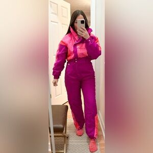 Inside Edge Women’s Vintage One Piece Snow Ski Suit Magenta Pink Orange sz Med